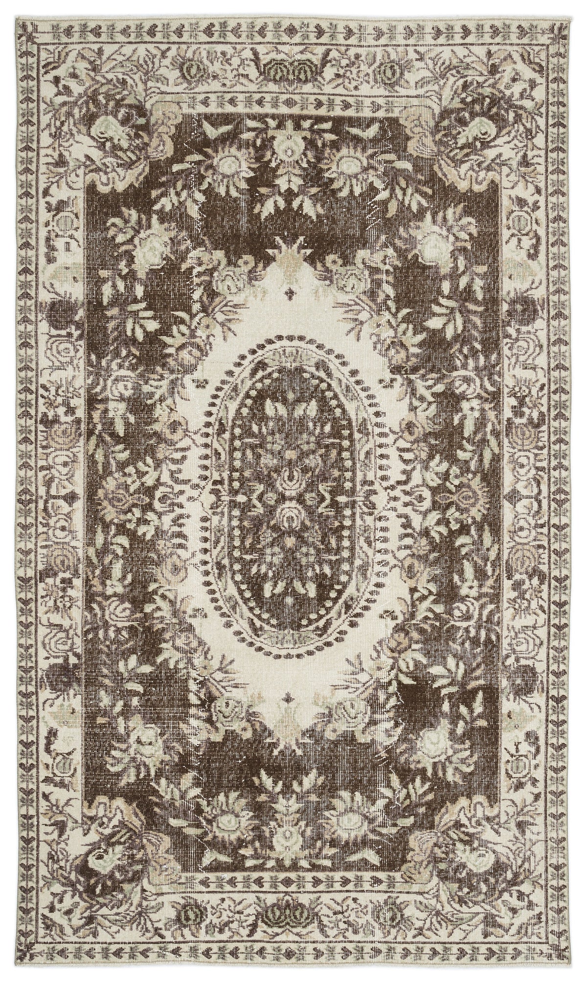 Beige Over Dyed Vintage Rug 5&#39;3&#39;&#39; x 8&#39;11&#39;&#39; ft 159 x 271 cm