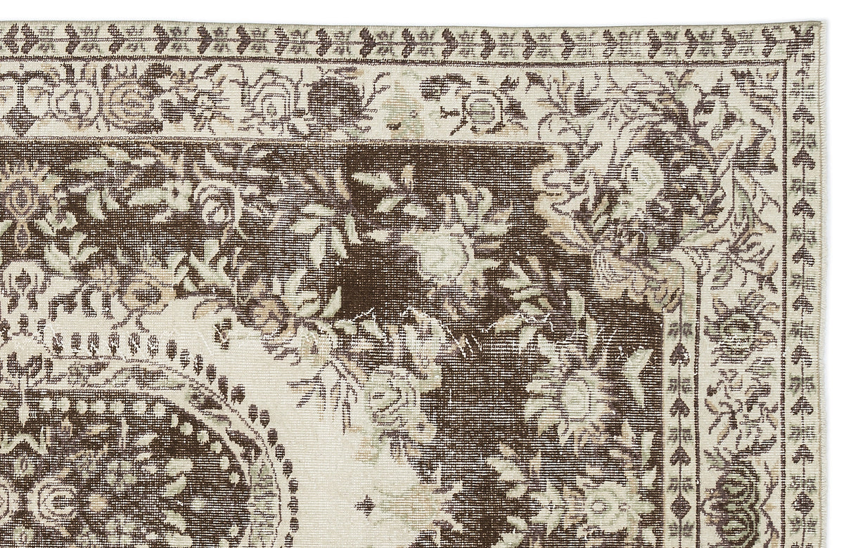 Beige Over Dyed Vintage Rug 5&#39;3&#39;&#39; x 8&#39;11&#39;&#39; ft 159 x 271 cm