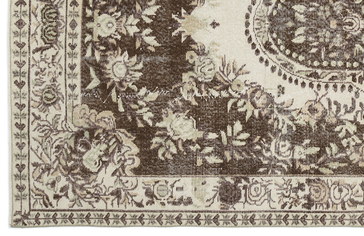 Beige Over Dyed Vintage Rug 5&#39;3&#39;&#39; x 8&#39;11&#39;&#39; ft 159 x 271 cm