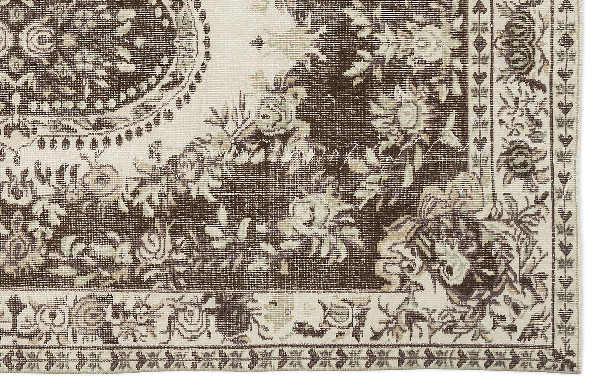 Beige Over Dyed Vintage Rug 5&#39;3&#39;&#39; x 8&#39;11&#39;&#39; ft 159 x 271 cm