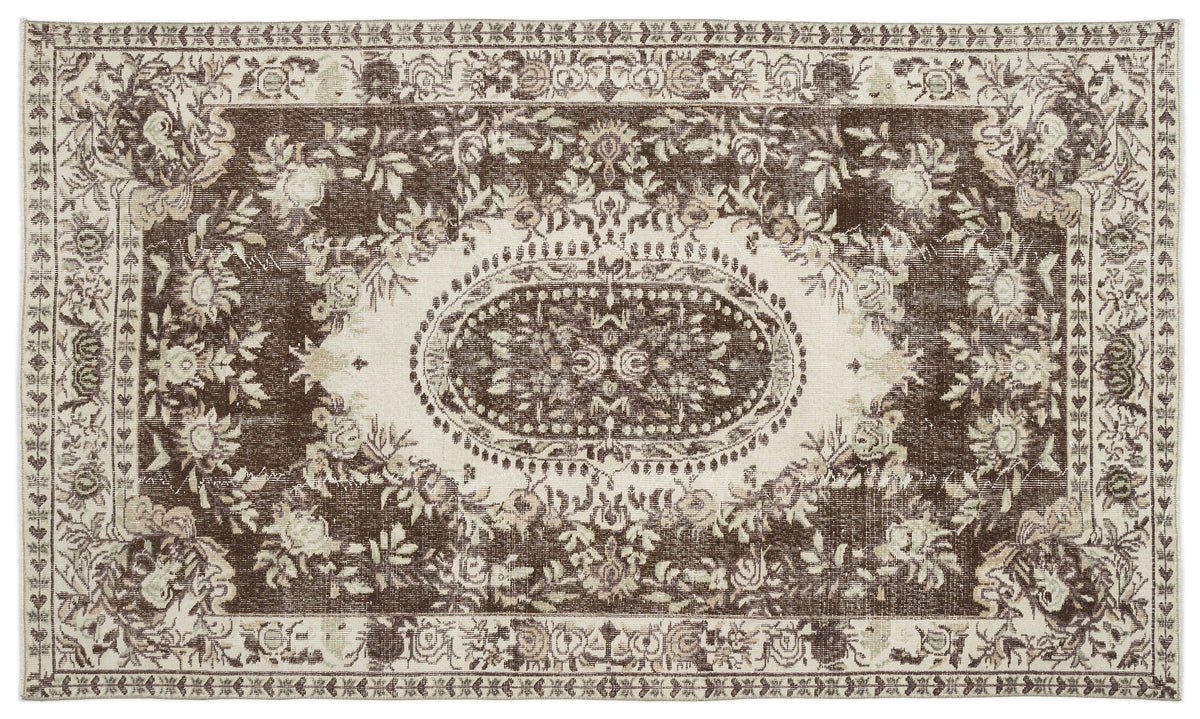 Beige Over Dyed Vintage Rug 5&#39;3&#39;&#39; x 8&#39;11&#39;&#39; ft 159 x 271 cm