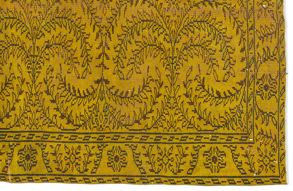 Yellow Over Dyed Vintage Rug 5'11'' x 8'9'' ft 180 x 266 cm