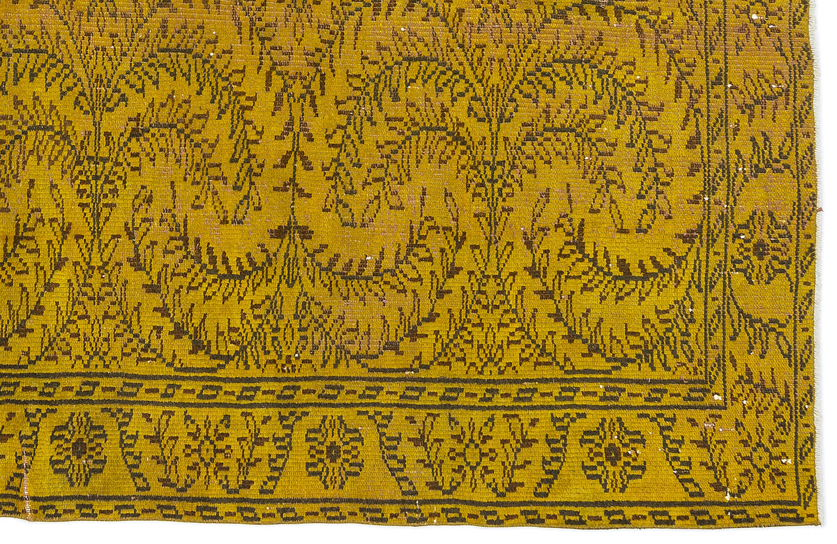 Yellow Over Dyed Vintage Rug 5&#39;11&#39;&#39; x 8&#39;9&#39;&#39; ft 180 x 266 cm