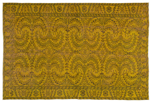 Yellow Over Dyed Vintage Rug 5'11'' x 8'9'' ft 180 x 266 cm
