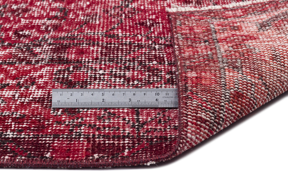 Red Over Dyed Vintage Rug 5&#39;7&#39;&#39; x 9&#39;7&#39;&#39; ft 171 x 291 cm