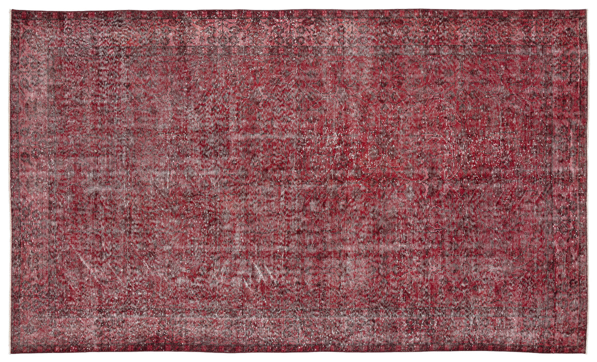 Red Over Dyed Vintage Rug 5&#39;7&#39;&#39; x 9&#39;7&#39;&#39; ft 171 x 291 cm