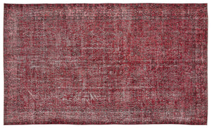 Red Over Dyed Vintage Rug 5'7'' x 9'7'' ft 171 x 291 cm