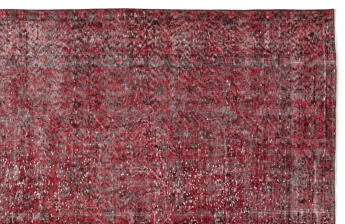 Red Over Dyed Vintage Rug 5&#39;7&#39;&#39; x 9&#39;7&#39;&#39; ft 171 x 291 cm