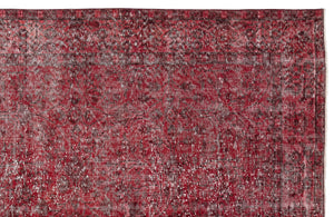 Red Over Dyed Vintage Rug 5'7'' x 9'7'' ft 171 x 291 cm