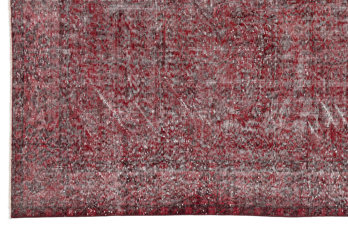 Red Over Dyed Vintage Rug 5&#39;7&#39;&#39; x 9&#39;7&#39;&#39; ft 171 x 291 cm
