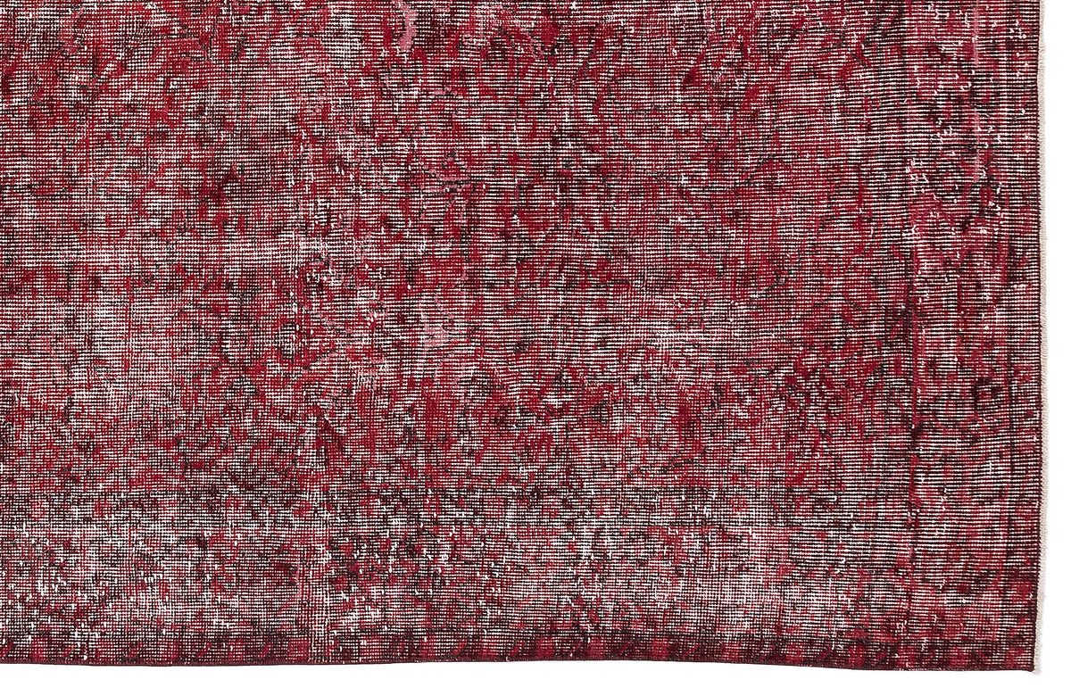 Red Over Dyed Vintage Rug 5&#39;7&#39;&#39; x 9&#39;7&#39;&#39; ft 171 x 291 cm