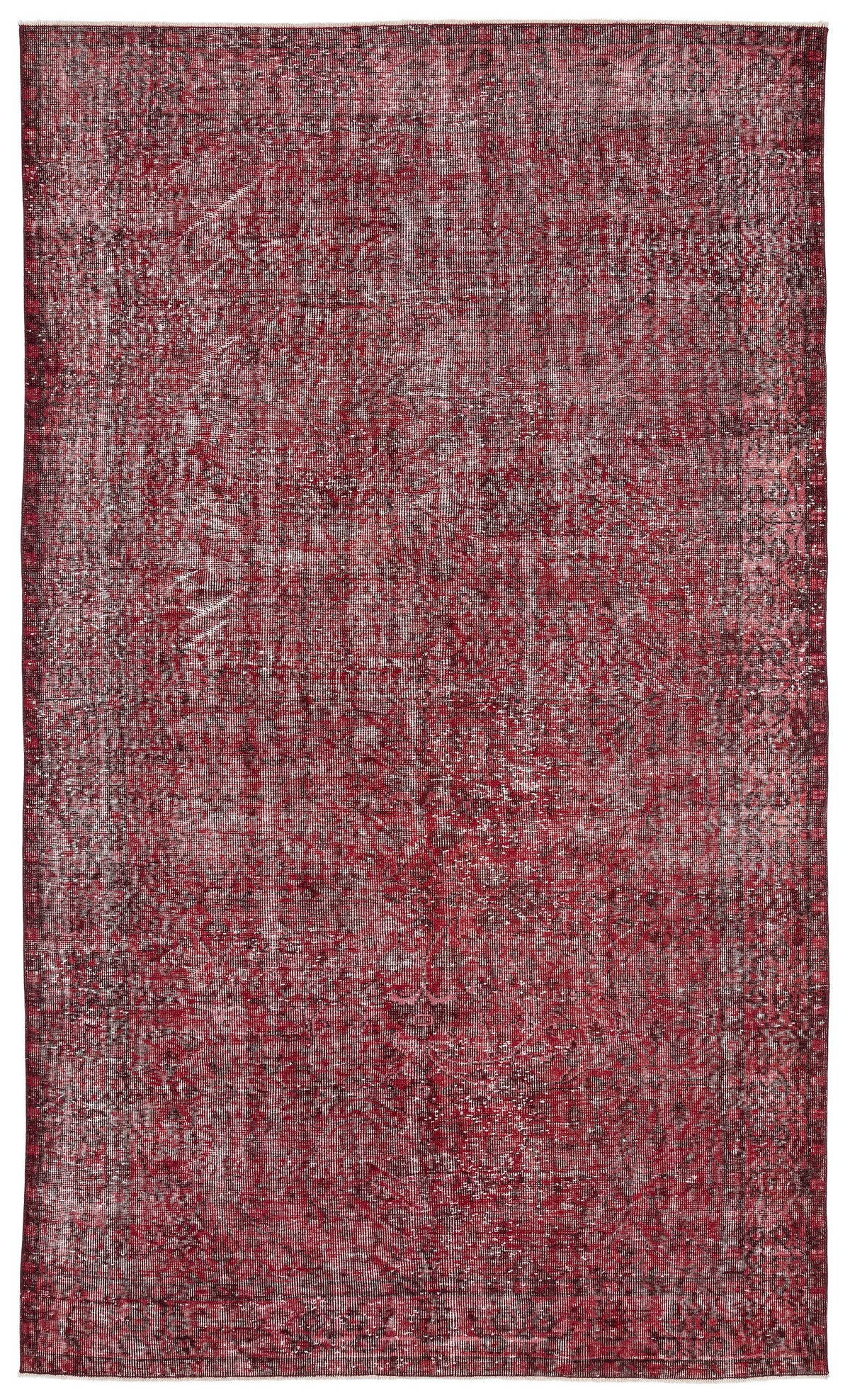 Red Over Dyed Vintage Rug 5&#39;7&#39;&#39; x 9&#39;7&#39;&#39; ft 171 x 291 cm