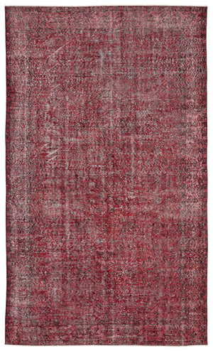 Red Over Dyed Vintage Rug 5'7'' x 9'7'' ft 171 x 291 cm