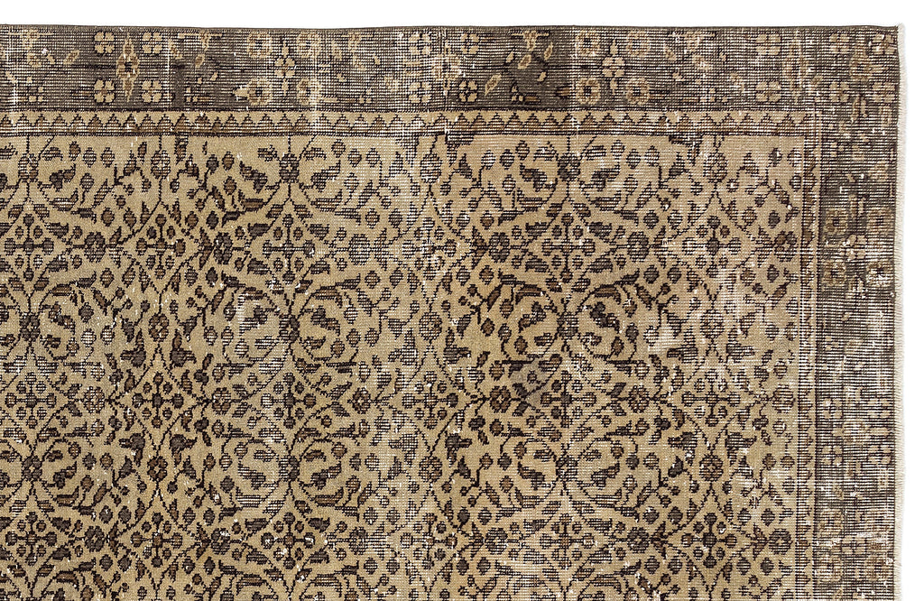Brown Over Dyed Vintage Rug 5'1'' x 8'11'' ft 156 x 272 cm