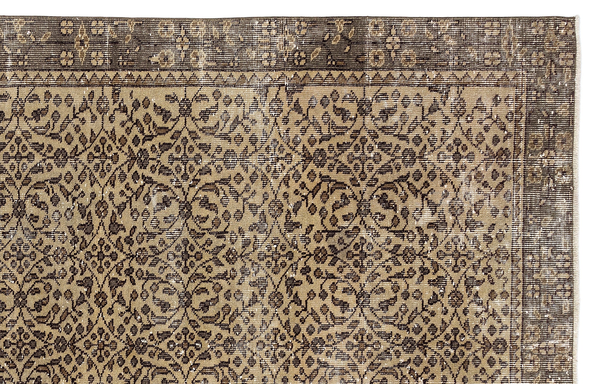 Brown Over Dyed Vintage Rug 5'1'' x 8'11'' ft 156 x 272 cm