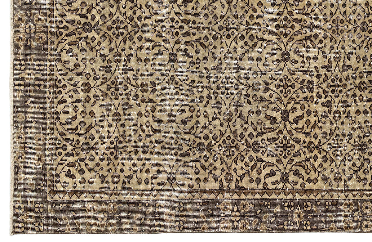 Brown Over Dyed Vintage Rug 5&#39;1&#39;&#39; x 8&#39;11&#39;&#39; ft 156 x 272 cm