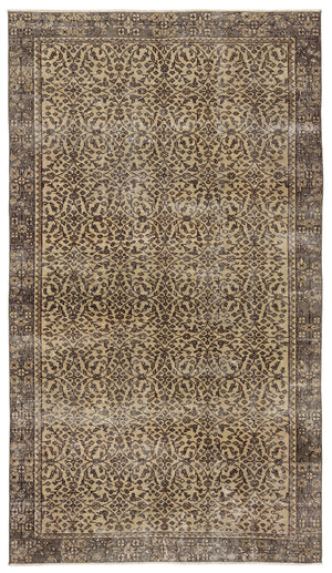 Brown Over Dyed Vintage Rug 5'1'' x 8'11'' ft 156 x 272 cm