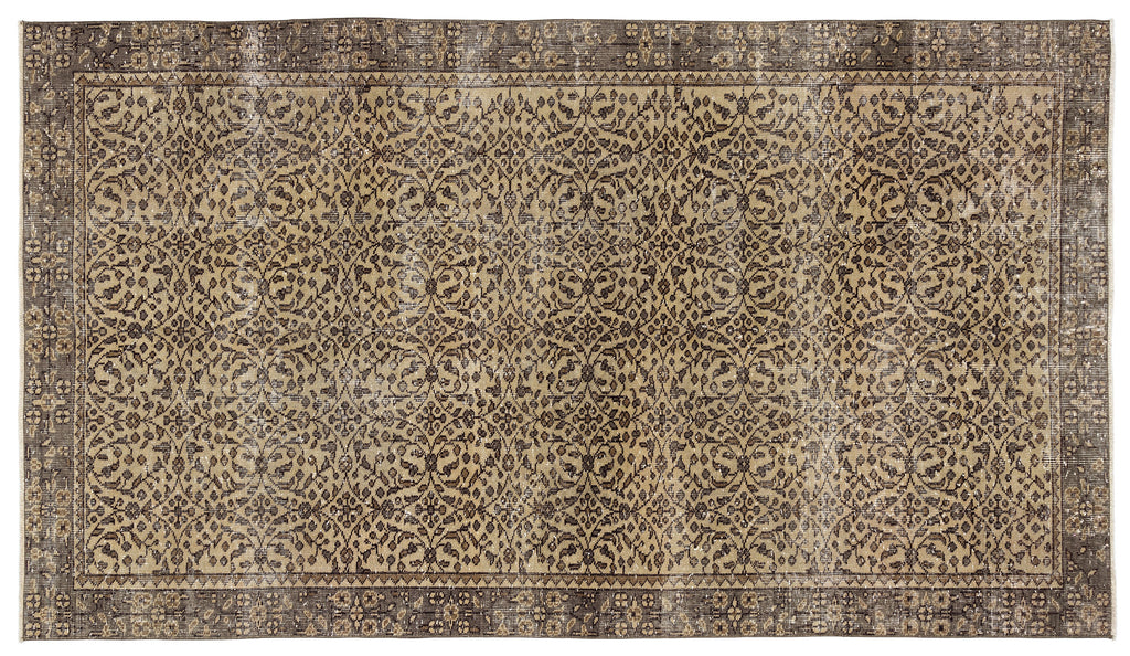 Brown Over Dyed Vintage Rug 5'1'' x 8'11'' ft 156 x 272 cm