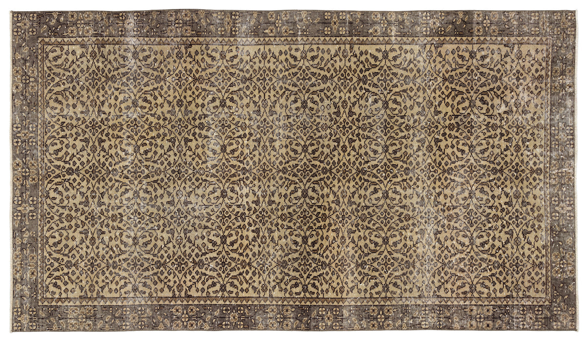 Brown Over Dyed Vintage Rug 5&#39;1&#39;&#39; x 8&#39;11&#39;&#39; ft 156 x 272 cm