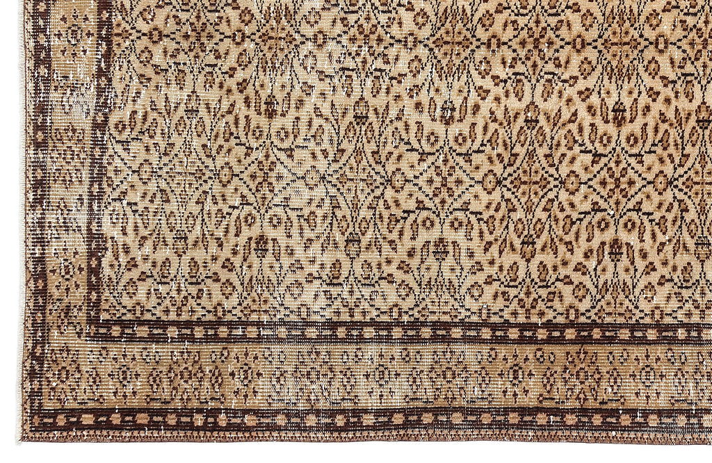 Brown Over Dyed Vintage Rug 5'2'' x 8'8'' ft 157 x 263 cm