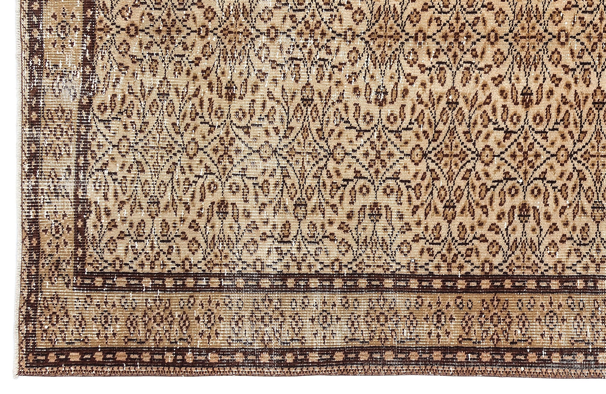 Brown Over Dyed Vintage Rug 5'2'' x 8'8'' ft 157 x 263 cm