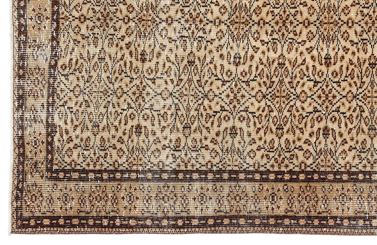 Brown Over Dyed Vintage Rug 5&#39;2&#39;&#39; x 8&#39;8&#39;&#39; ft 157 x 263 cm