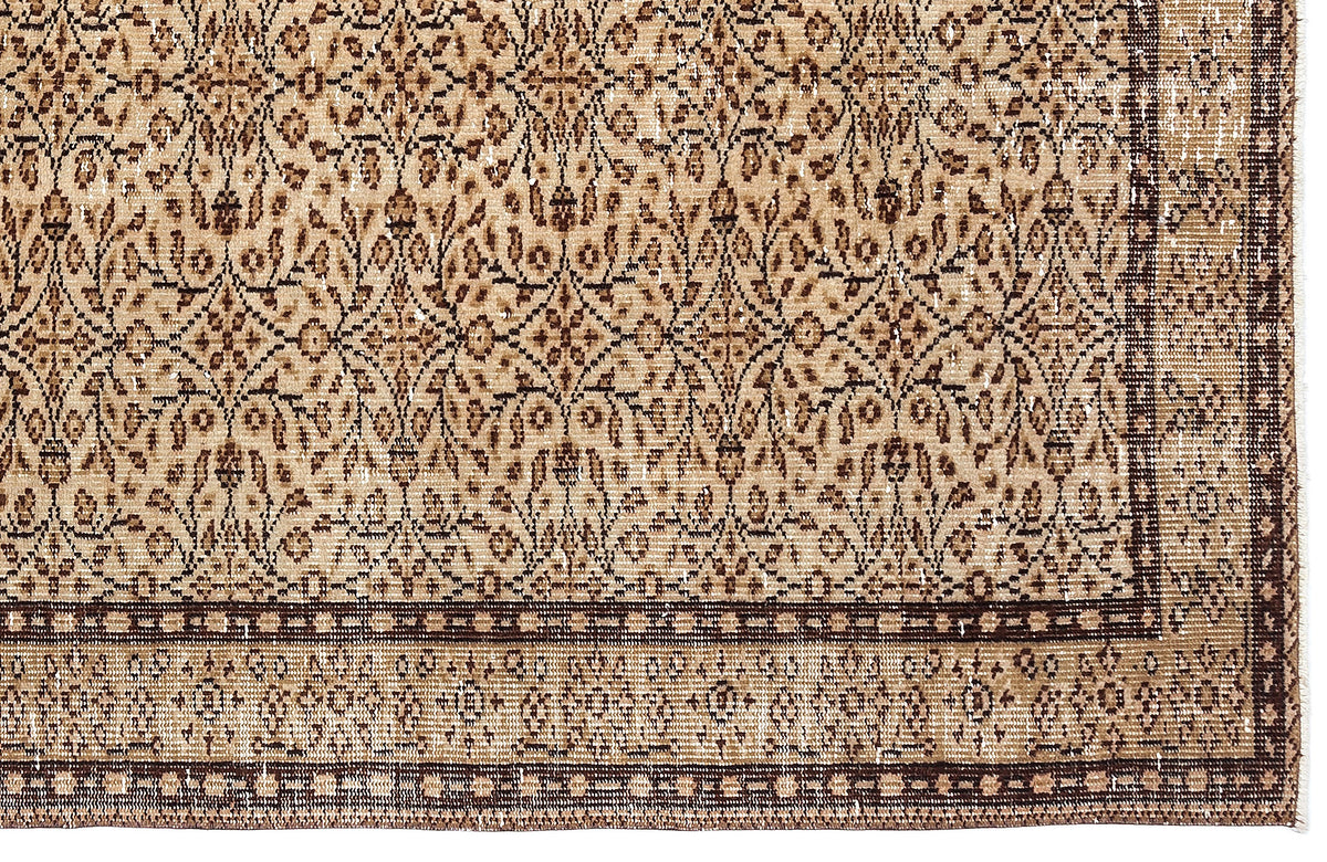 Brown Over Dyed Vintage Rug 5&#39;2&#39;&#39; x 8&#39;8&#39;&#39; ft 157 x 263 cm