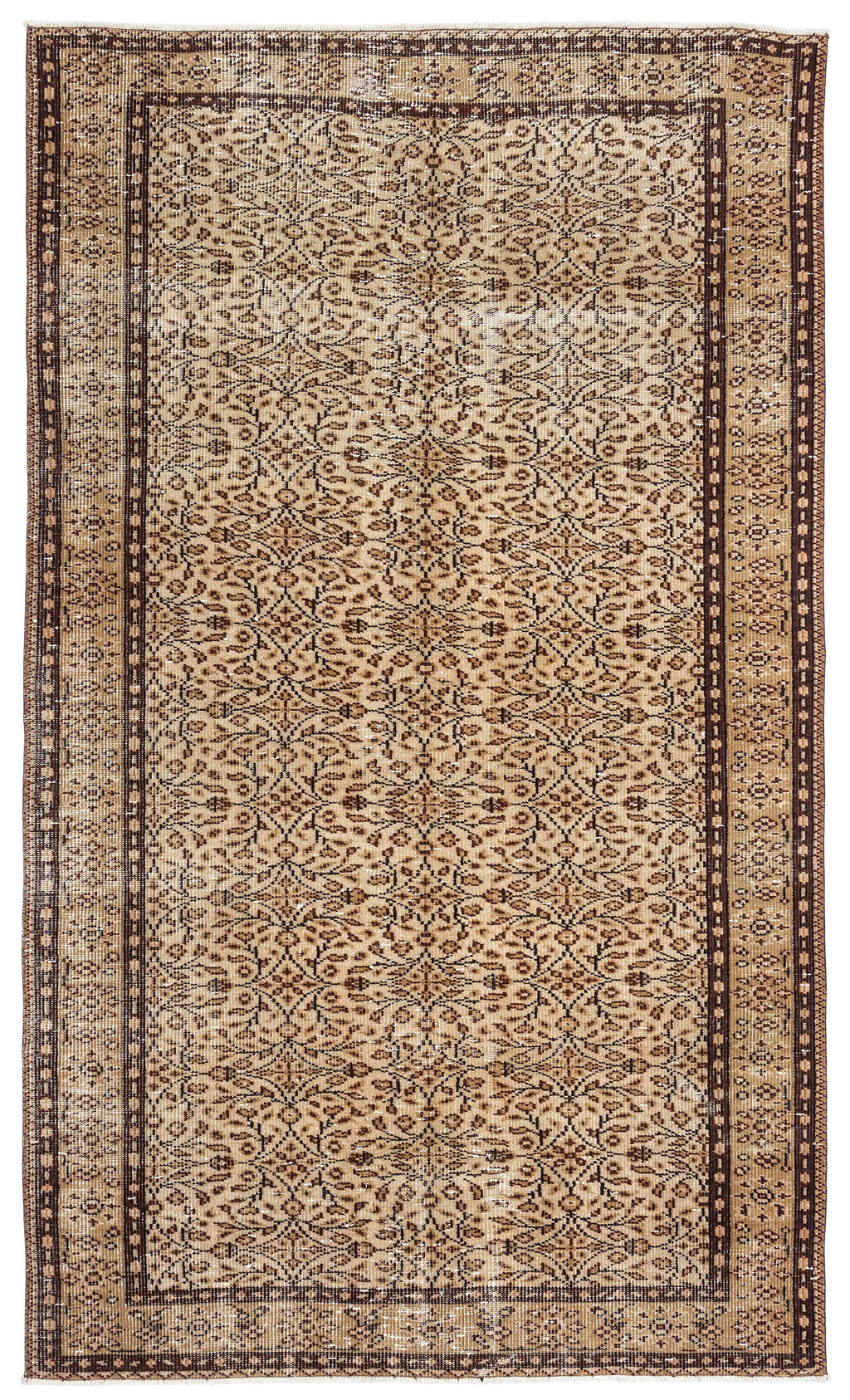Brown Over Dyed Vintage Rug 5'2'' x 8'8'' ft 157 x 263 cm