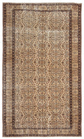 Brown Over Dyed Vintage Rug 5'2'' x 8'8'' ft 157 x 263 cm