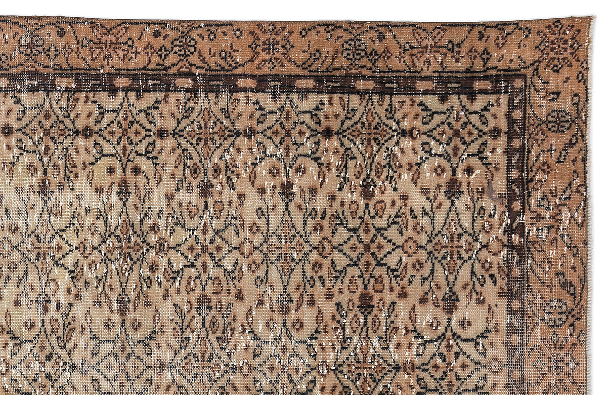 Brown Over Dyed Vintage Rug 5&#39;9&#39;&#39; x 9&#39;7&#39;&#39; ft 175 x 293 cm