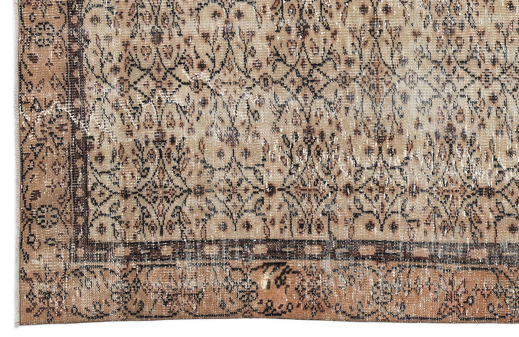 Brown Over Dyed Vintage Rug 5'9'' x 9'7'' ft 175 x 293 cm