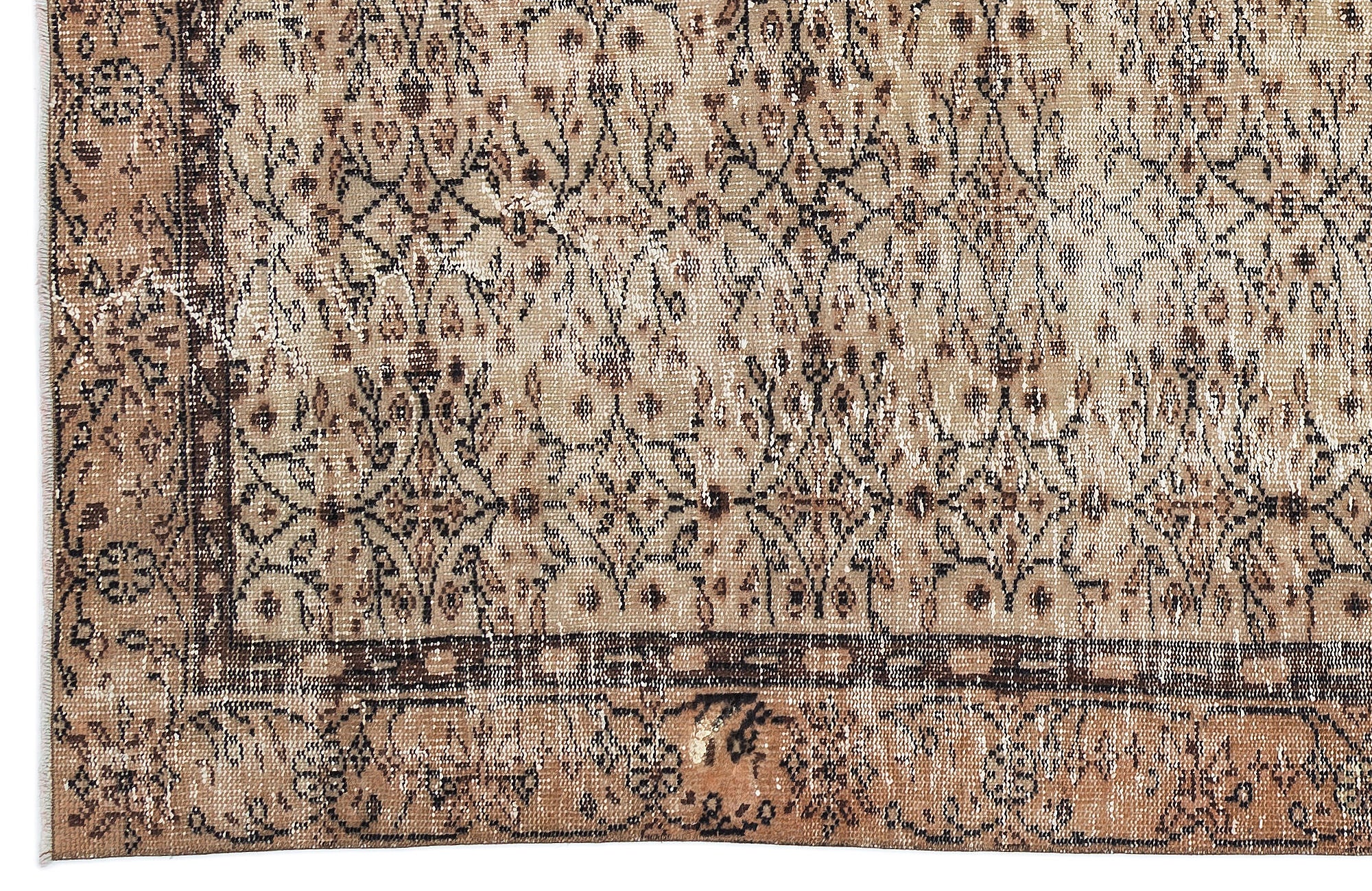 Brown Over Dyed Vintage Rug 5'9'' x 9'7'' ft 175 x 293 cm