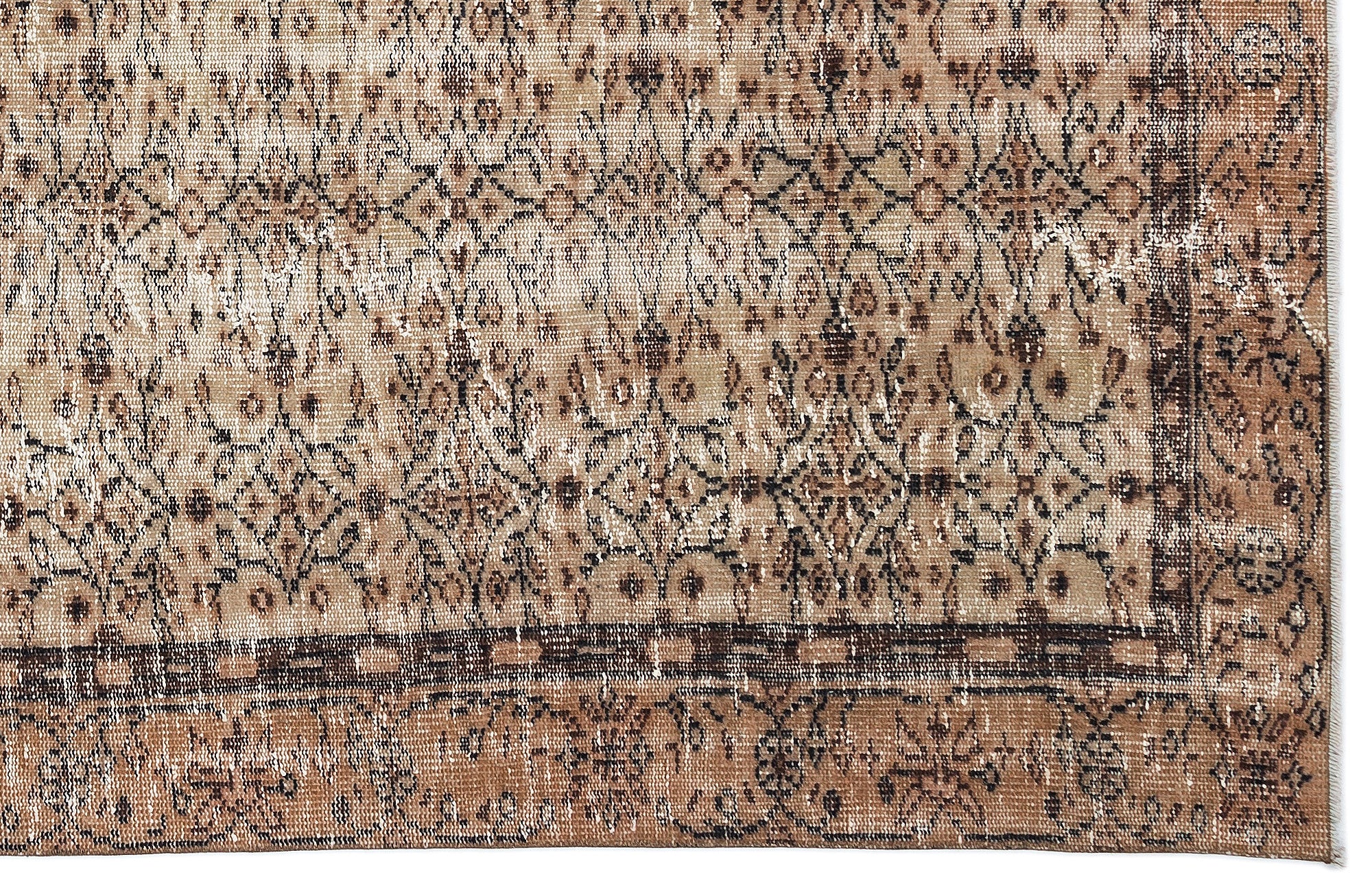 Brown Over Dyed Vintage Rug 5'9'' x 9'7'' ft 175 x 293 cm
