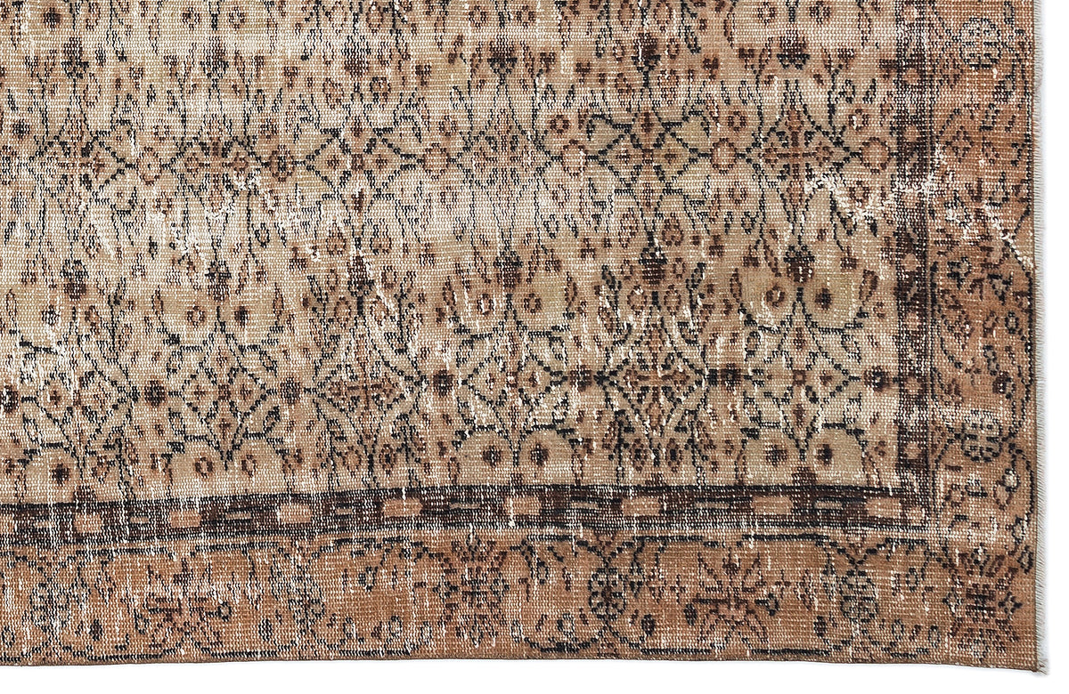 Brown Over Dyed Vintage Rug 5&#39;9&#39;&#39; x 9&#39;7&#39;&#39; ft 175 x 293 cm