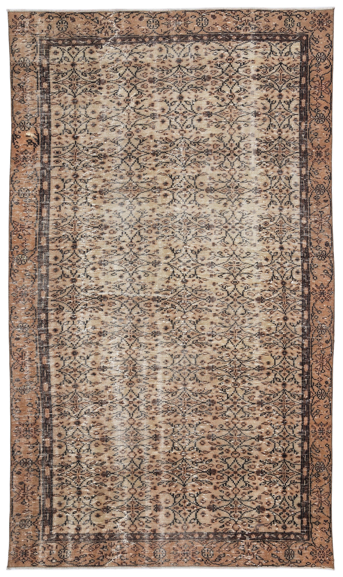 Brown Over Dyed Vintage Rug 5&#39;9&#39;&#39; x 9&#39;7&#39;&#39; ft 175 x 293 cm