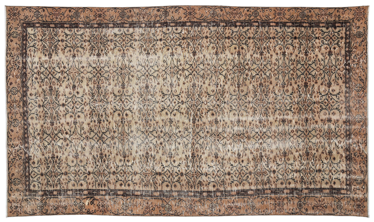 Brown Over Dyed Vintage Rug 5&#39;9&#39;&#39; x 9&#39;7&#39;&#39; ft 175 x 293 cm