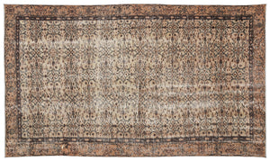 Brown Over Dyed Vintage Rug 5'9'' x 9'7'' ft 175 x 293 cm