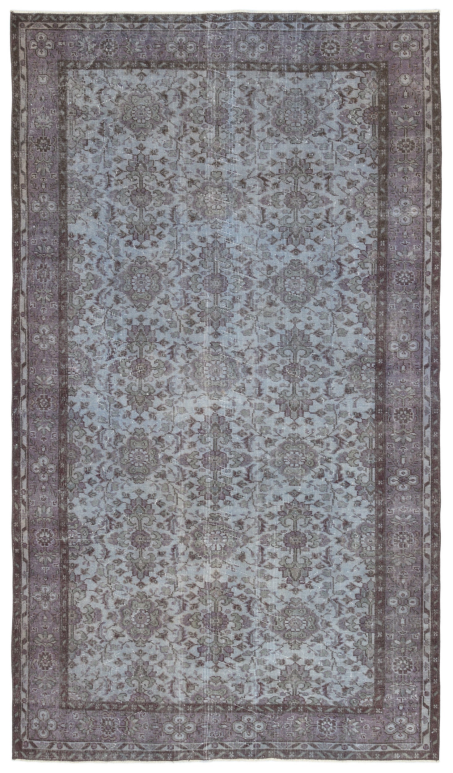 Blue Over Dyed Vintage Rug 5'5'' x 9'7'' ft 166 x 293 cm