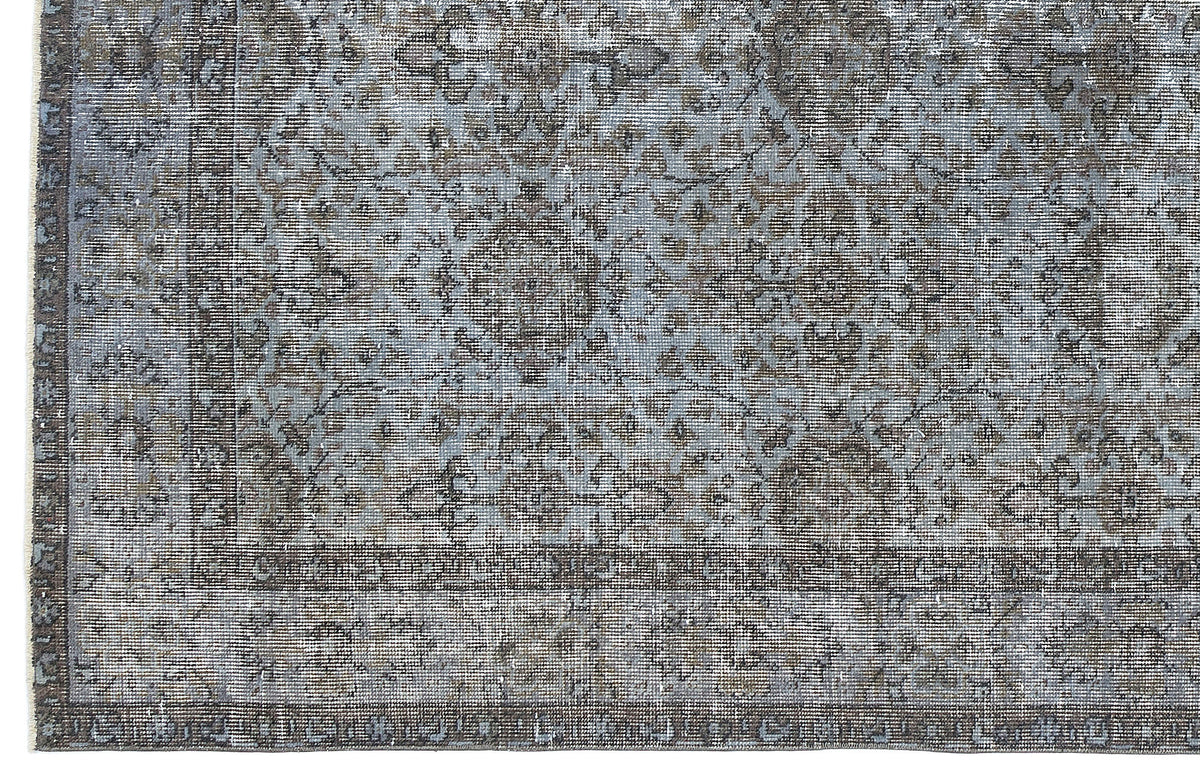 Blue Over Dyed Vintage Rug 5&#39;4&#39;&#39; x 9&#39;7&#39;&#39; ft 163 x 291 cm