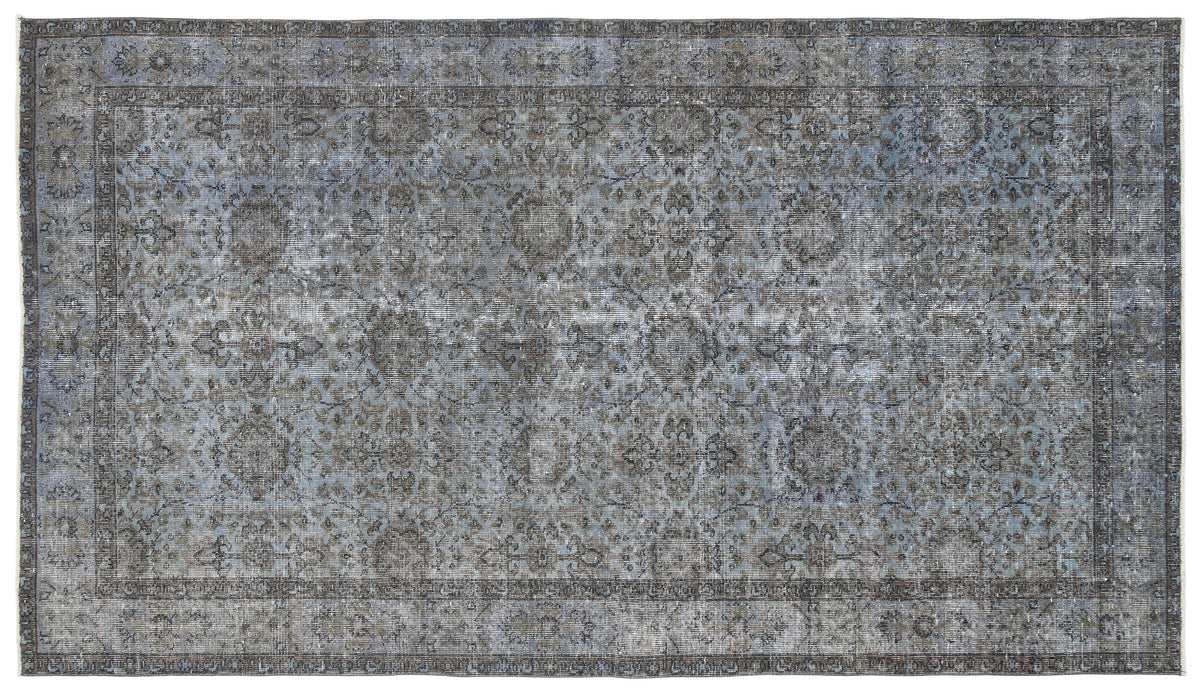 Blue Over Dyed Vintage Rug 5&#39;4&#39;&#39; x 9&#39;7&#39;&#39; ft 163 x 291 cm