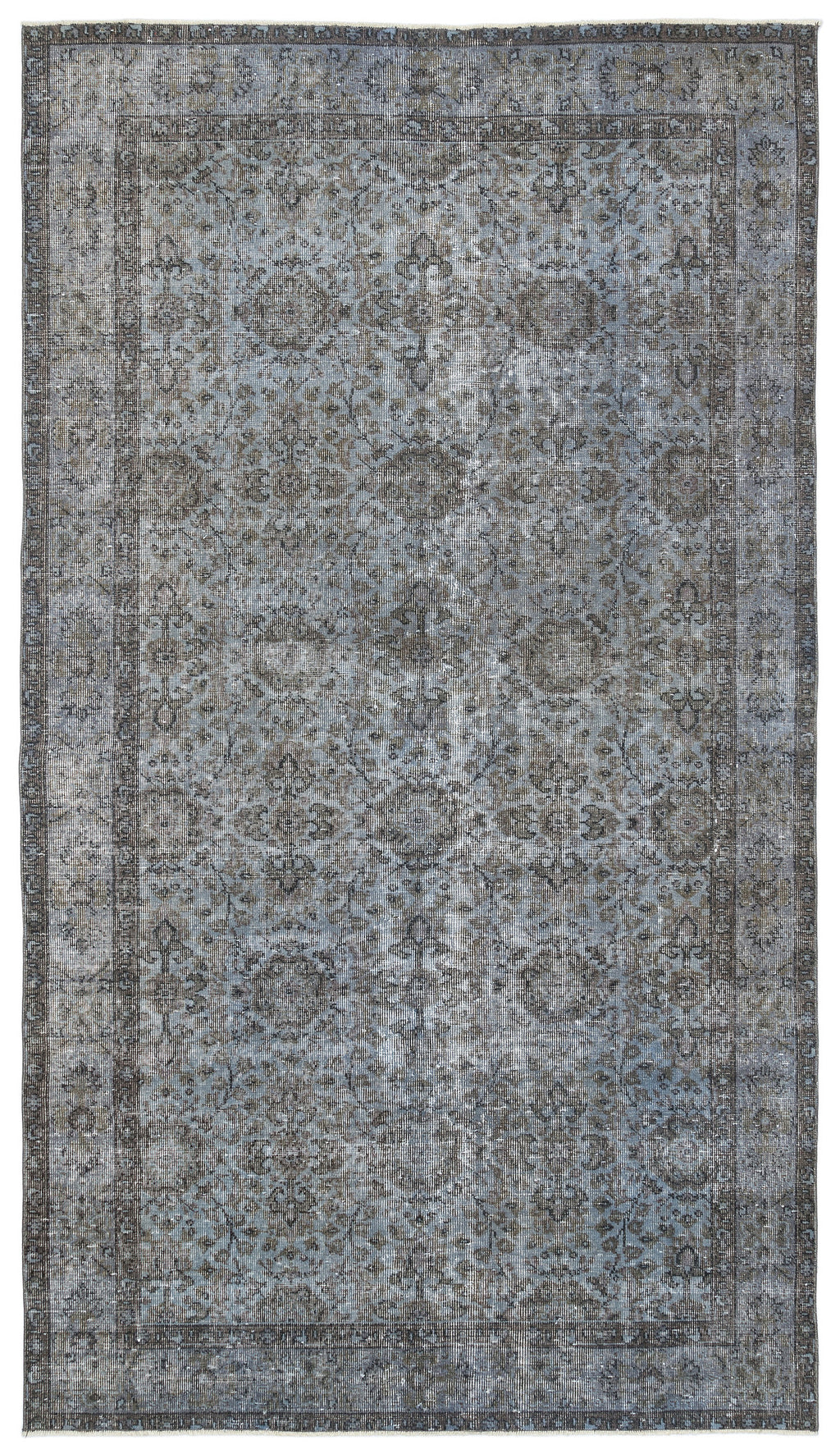 Blue Over Dyed Vintage Rug 5'4'' x 9'7'' ft 163 x 291 cm