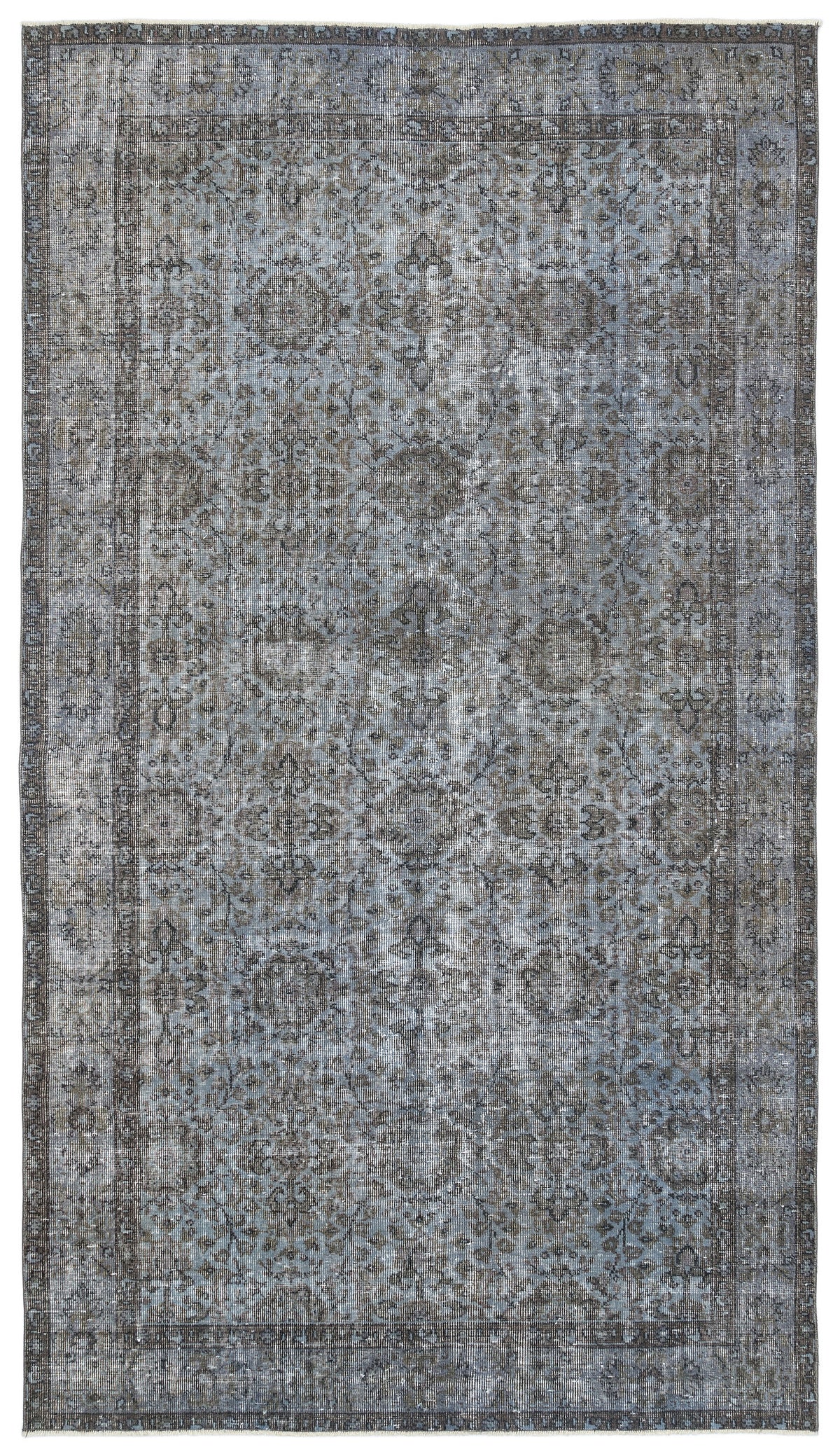 Blue Over Dyed Vintage Rug 5&#39;4&#39;&#39; x 9&#39;7&#39;&#39; ft 163 x 291 cm