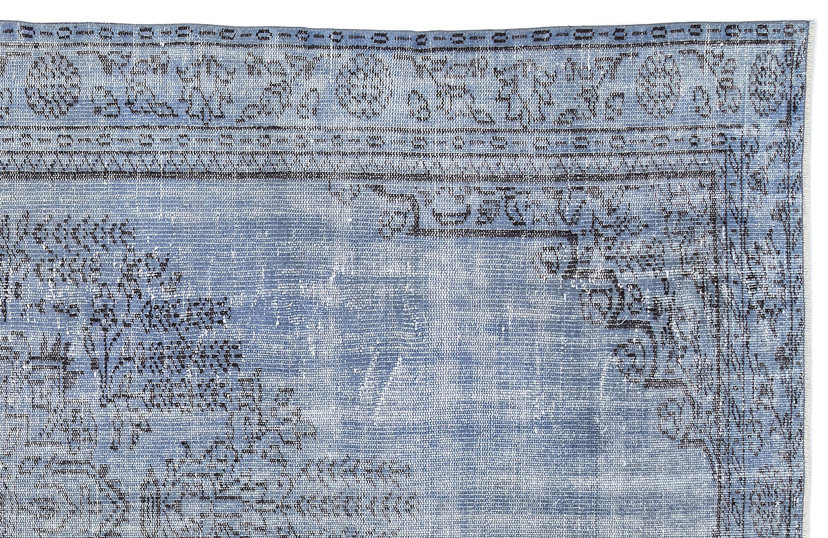 Blue Over Dyed Vintage Rug 5&#39;5&#39;&#39; x 9&#39;6&#39;&#39; ft 166 x 289 cm
