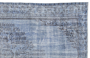 Blue Over Dyed Vintage Rug 5'5'' x 9'6'' ft 166 x 289 cm