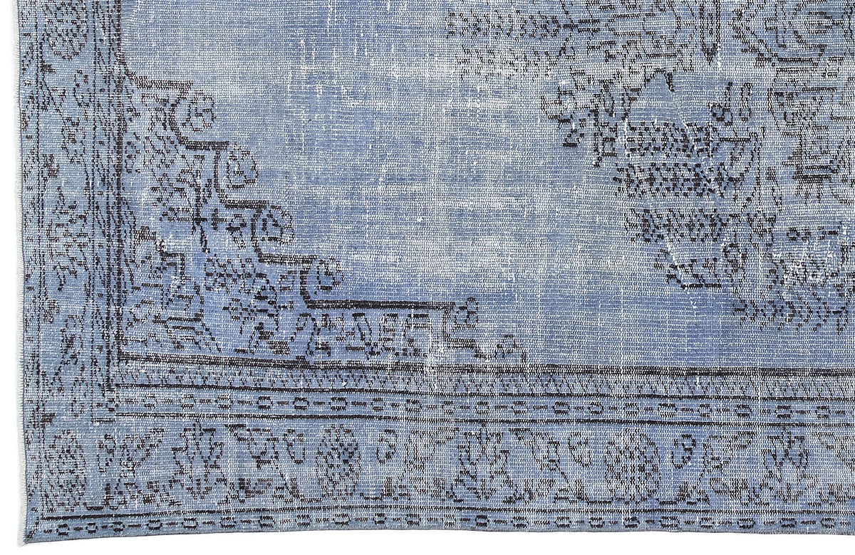Blue Over Dyed Vintage Rug 5&#39;5&#39;&#39; x 9&#39;6&#39;&#39; ft 166 x 289 cm