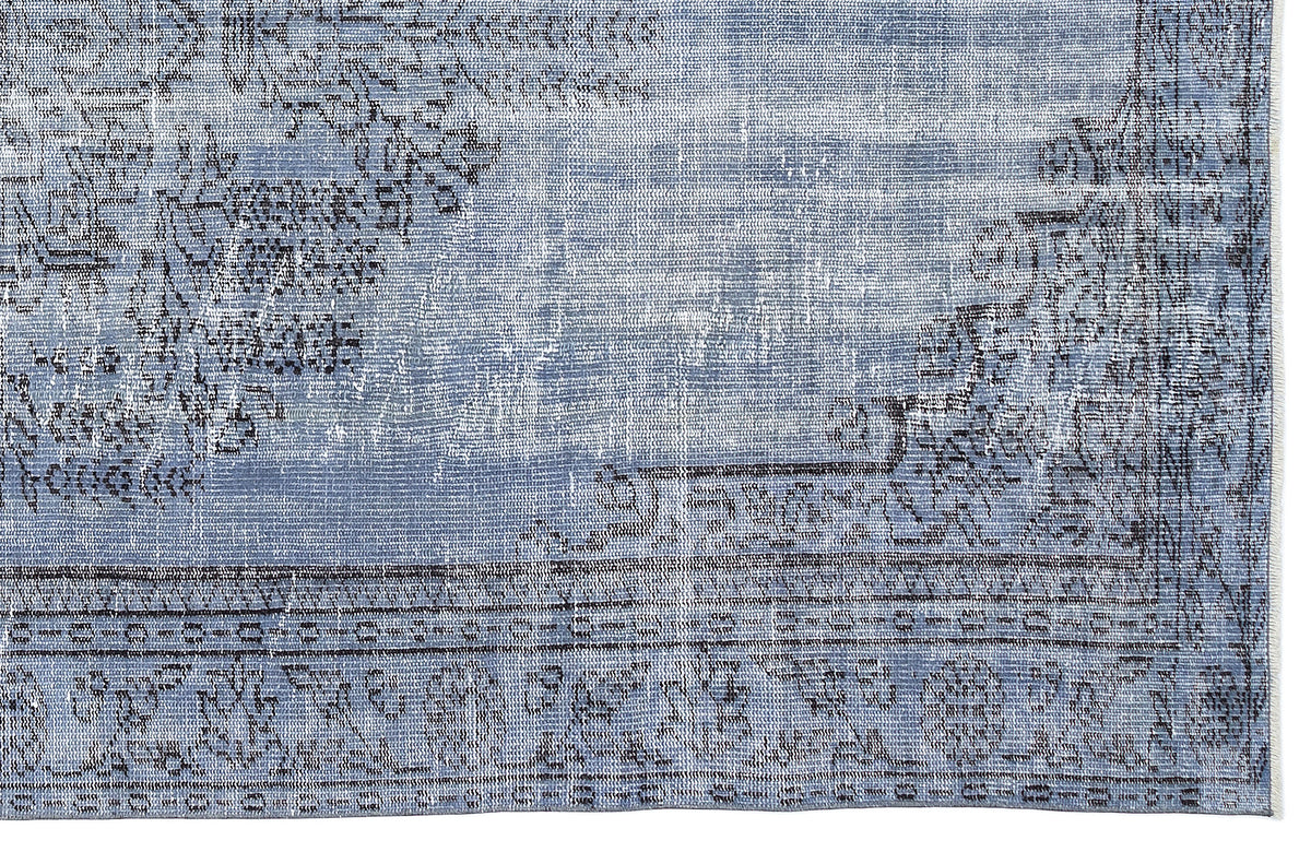 Blue Over Dyed Vintage Rug 5&#39;5&#39;&#39; x 9&#39;6&#39;&#39; ft 166 x 289 cm