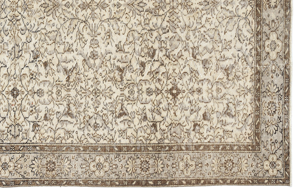 Beige Over Dyed Vintage Rug 5'9'' x 9'3'' ft 175 x 283 cm