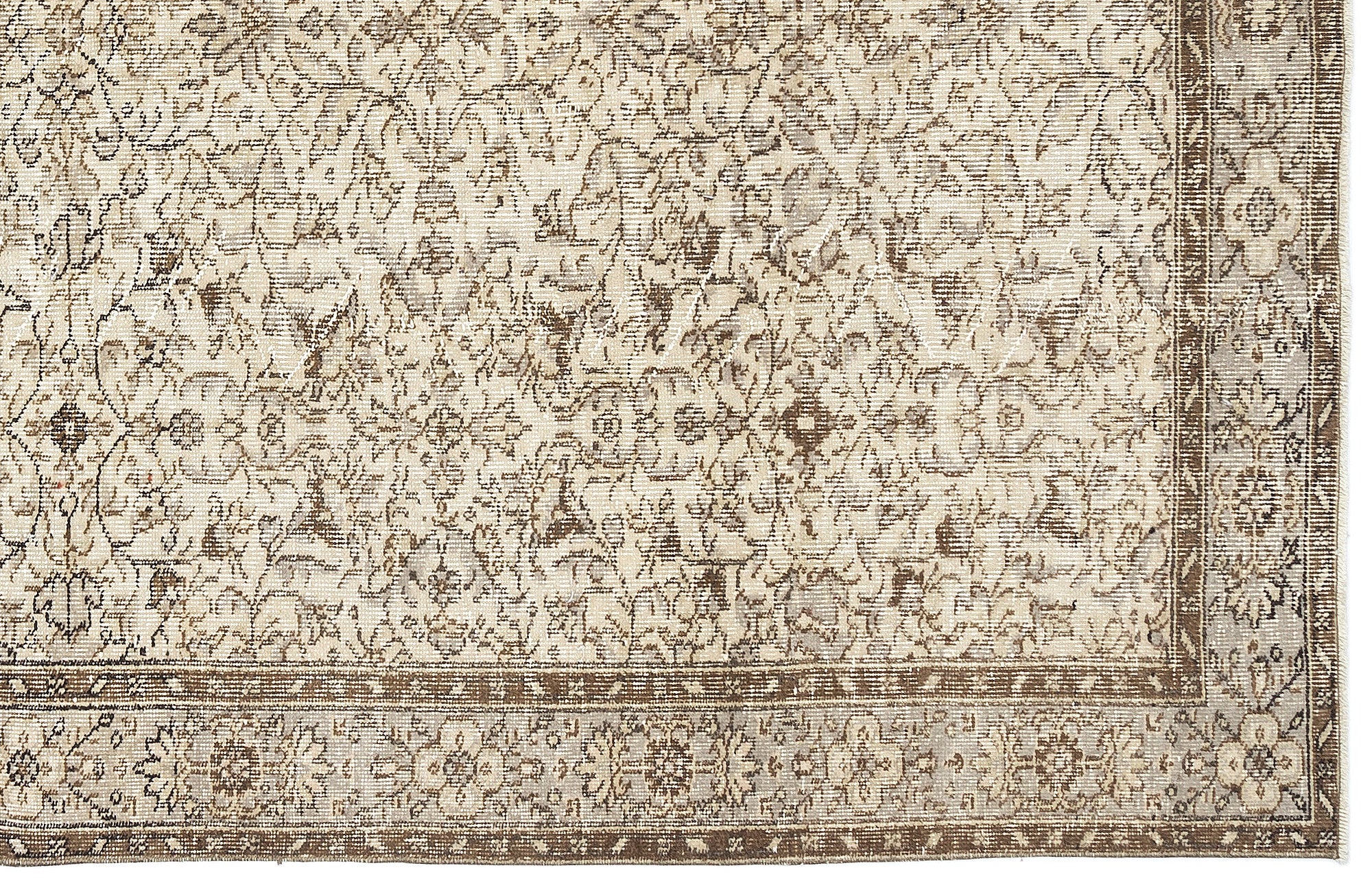 Beige Over Dyed Vintage Rug 5'9'' x 9'3'' ft 175 x 283 cm