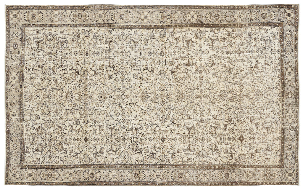 Beige Over Dyed Vintage Rug 5'9'' x 9'3'' ft 175 x 283 cm
