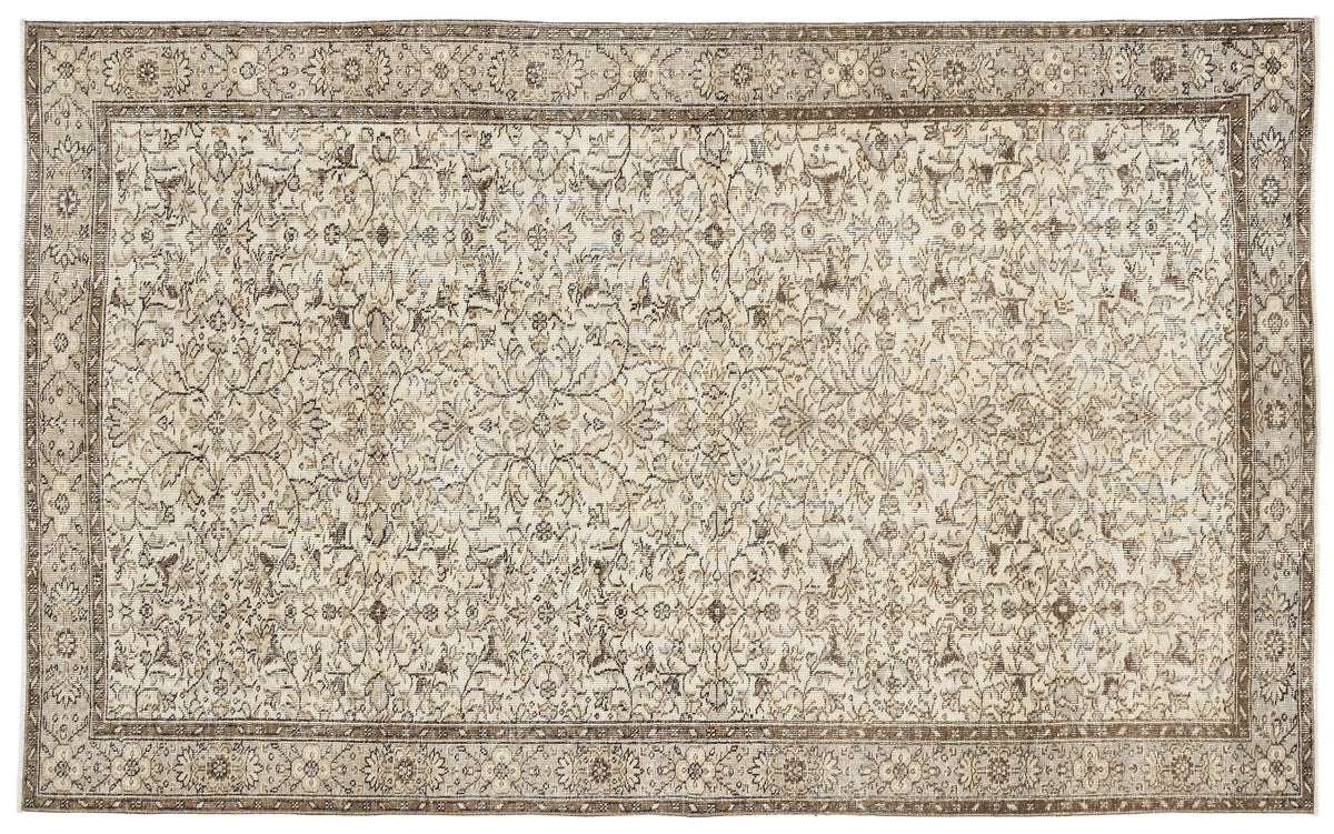 Beige Over Dyed Vintage Rug 5&#39;9&#39;&#39; x 9&#39;3&#39;&#39; ft 175 x 283 cm